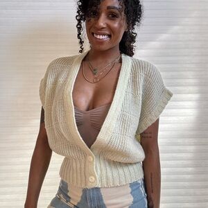 Vintage Cozy Knit Cardigan Vest